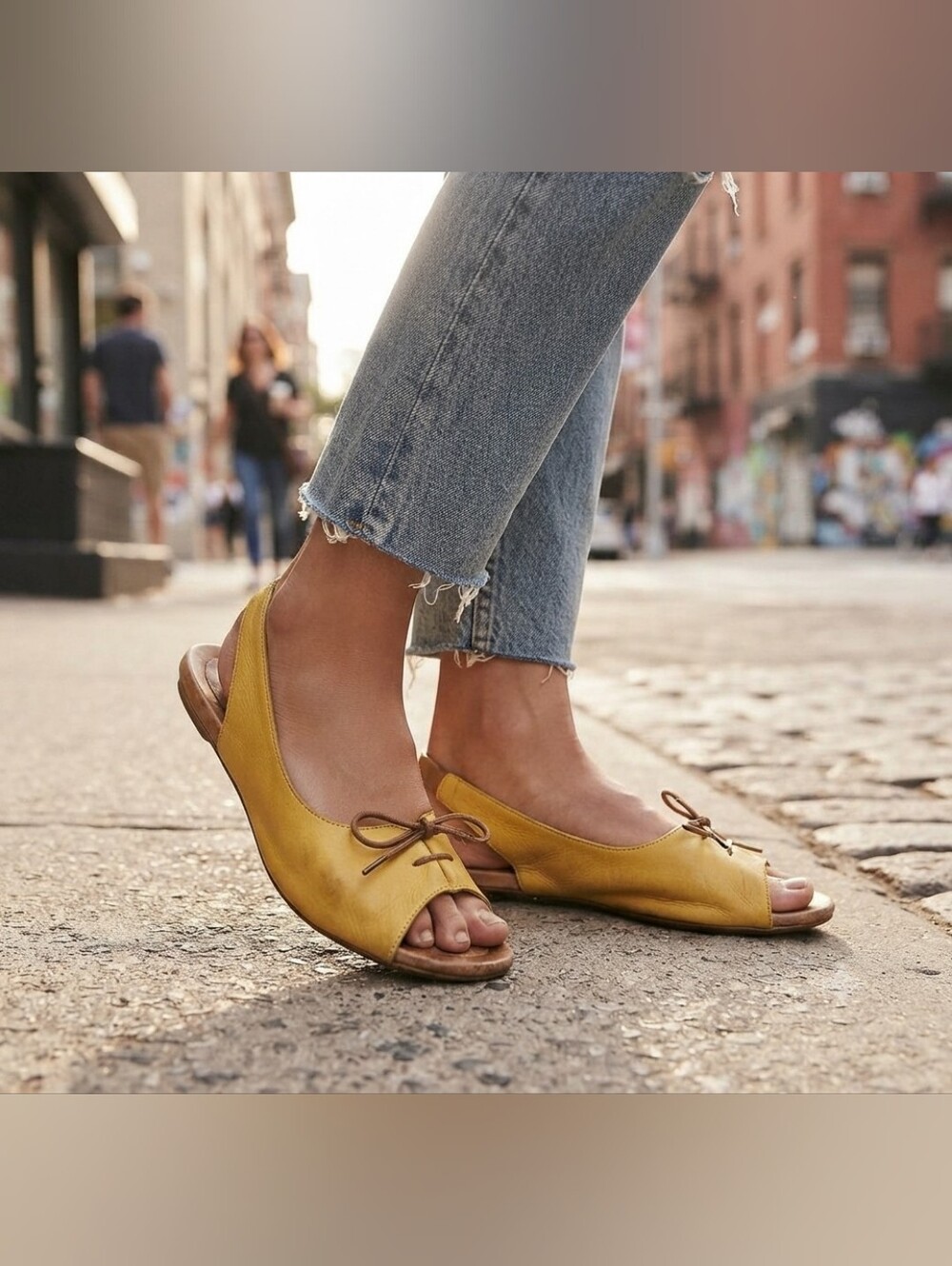 Bueno  Leather Peep Toe Wooden Heel Sandals EU 40